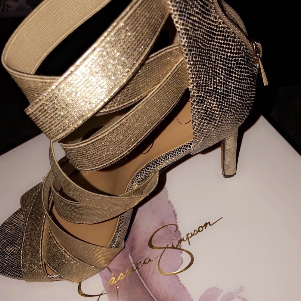Gold/Karat Gold Metallic Jessica Simpson heels